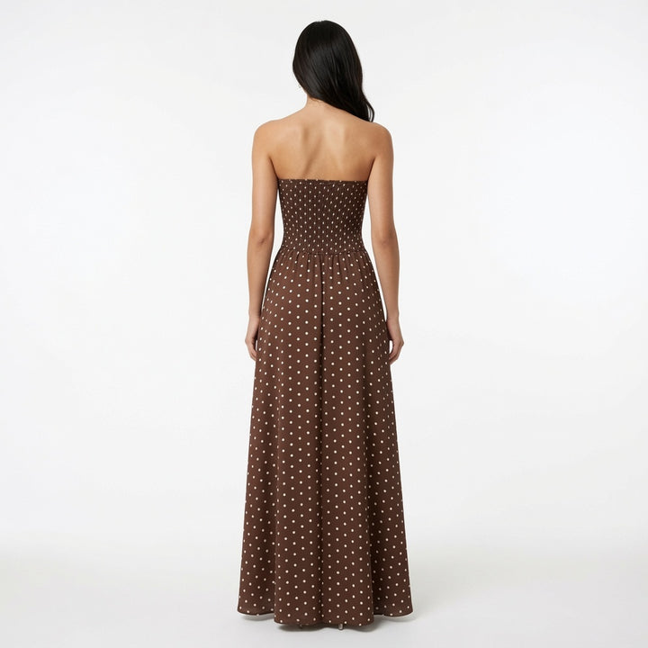 The Elara Stretch Polka Dot Maxi Dress