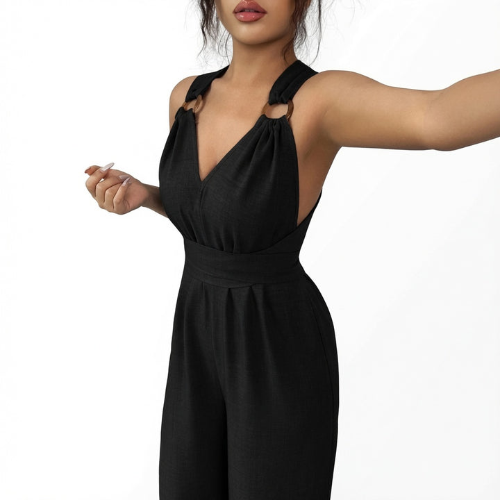 The Elara Ring Detail Wide Leg Romper