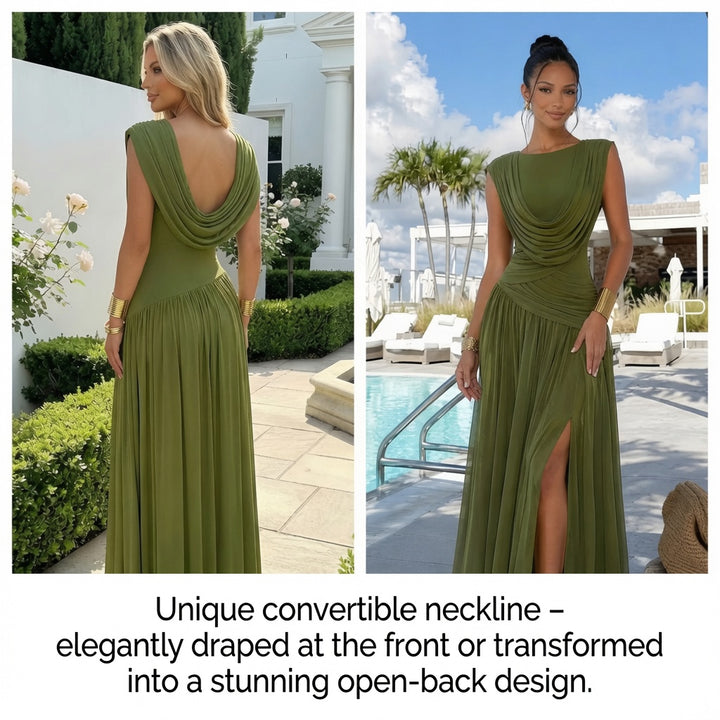 The Elara Convertible Cowl Drape Maxi Dress