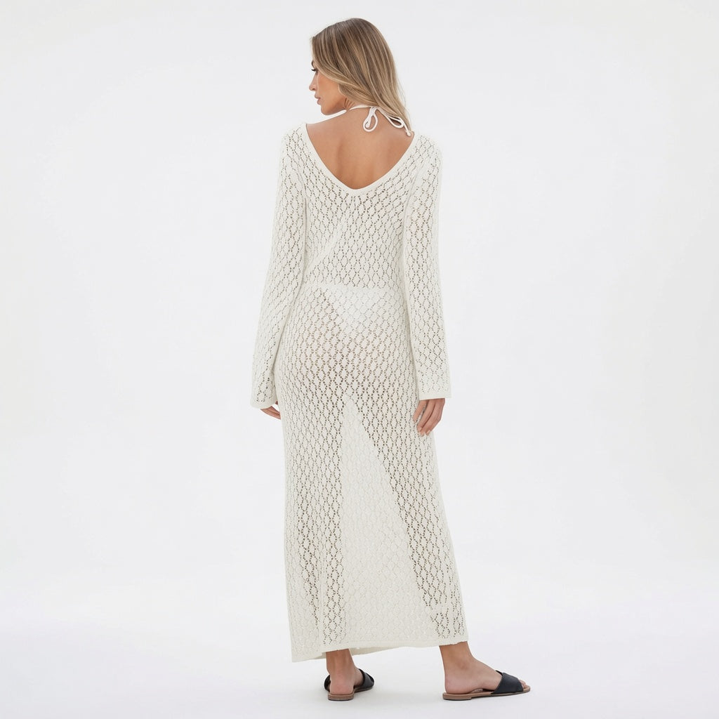 The Elara Crochet Hollow-Out Maxi Cover Up