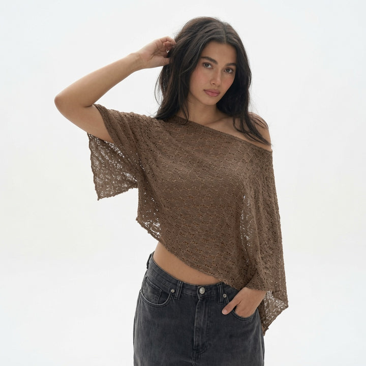 The Elara Asymmetrical Sheer Knit Cape