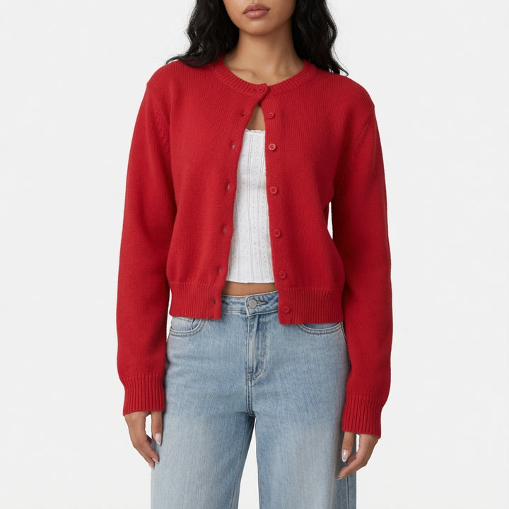 The Elara Lightweight Cropped Button Cardigan