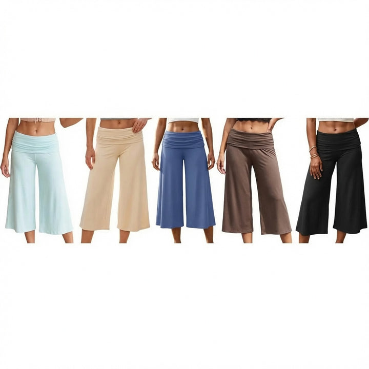 The Elara Fold Over Wide Leg Capri Pants