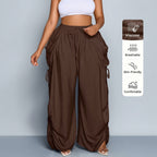 The Elara Wide Leg Cargo Pants with Adjustable Ties