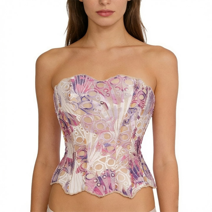 The Elara Floral Lace Corset Tube Top