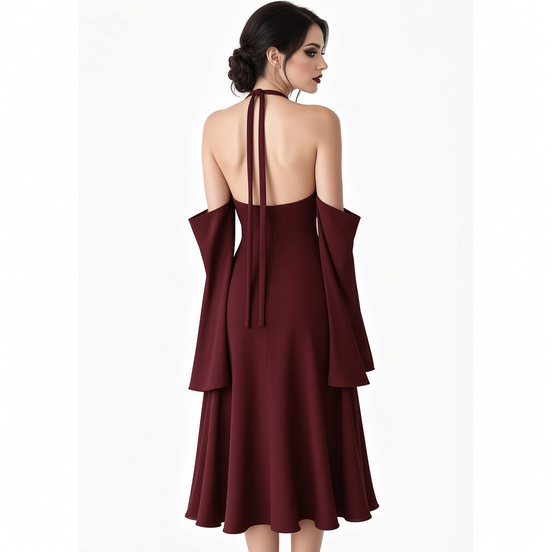 The Elara Detachable Sleeve Slit Maxi Dress