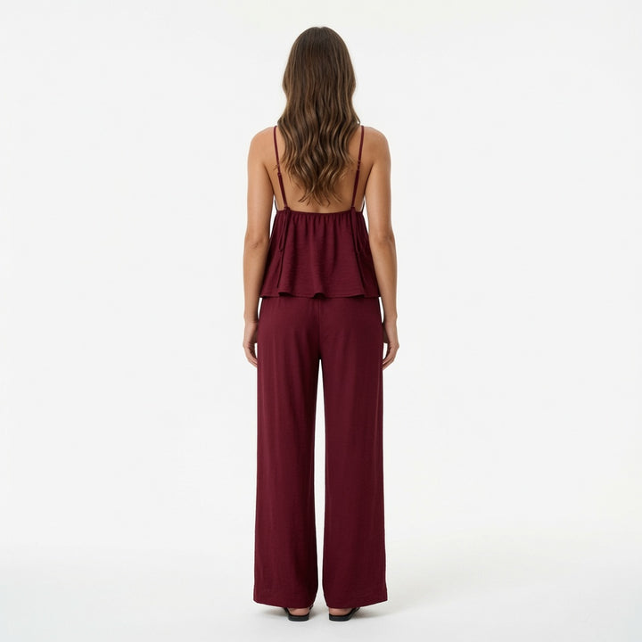 The Elara Luxe Draped Cami Wide Leg Set