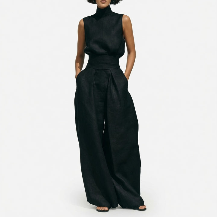 The Elara Mock Neck Wide Leg Two Piece Set