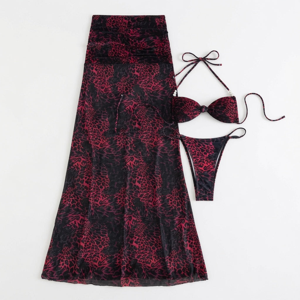 The Elara Pearl Knot Bikini Skirt Set
