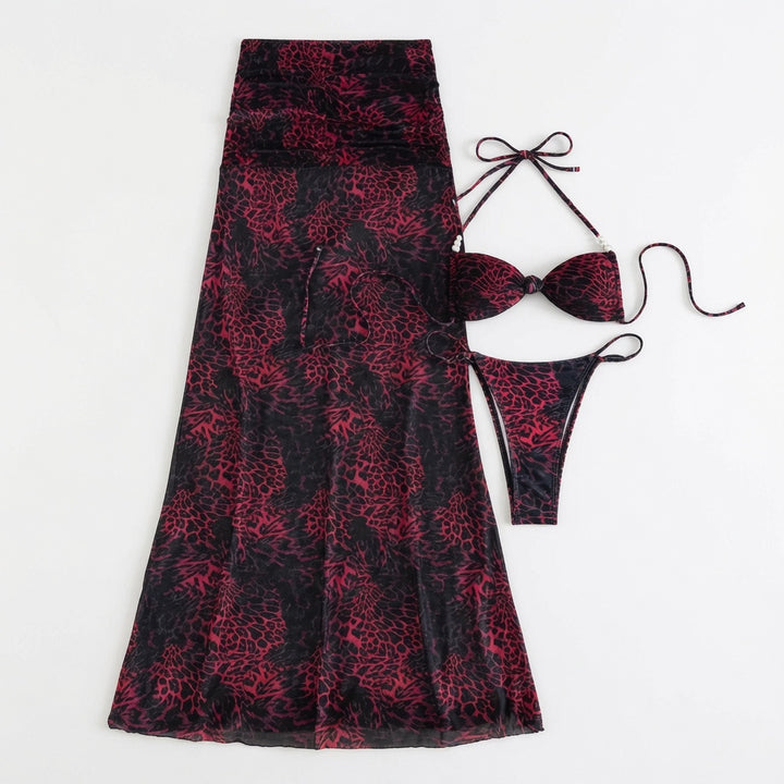 The Elara Pearl Knot Bikini Skirt Set