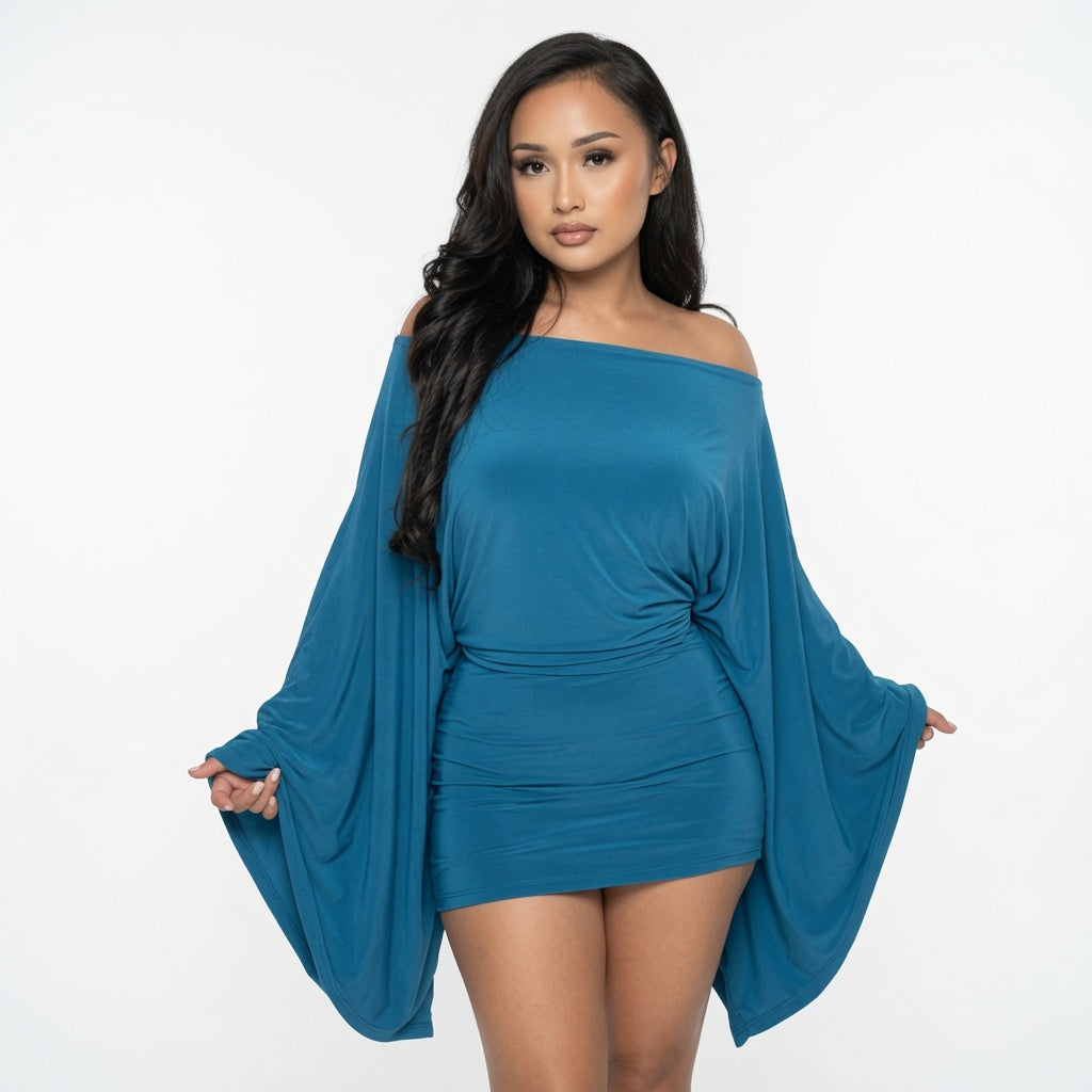 The Elara Off-Shoulder Ruched Mini Dress