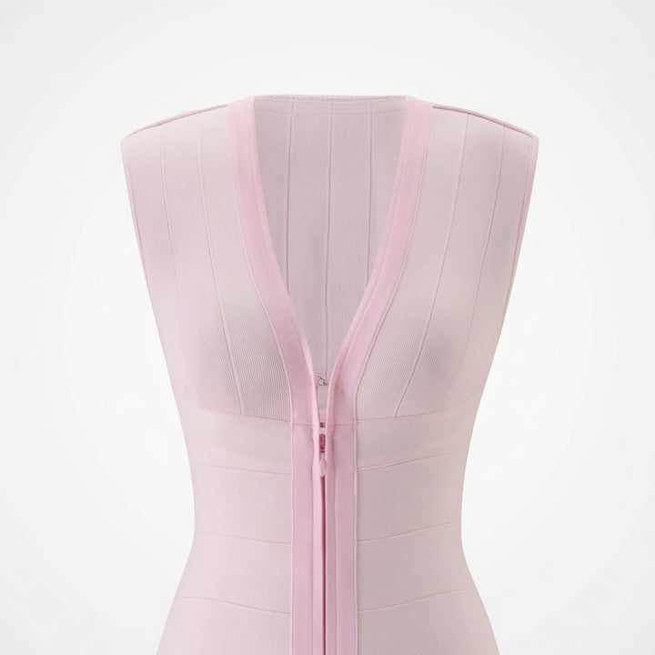 The Elara Bodycon Zip-Front  Bandage Mini Dress