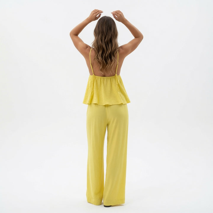 The Elara Luxe Draped Cami Wide Leg Set