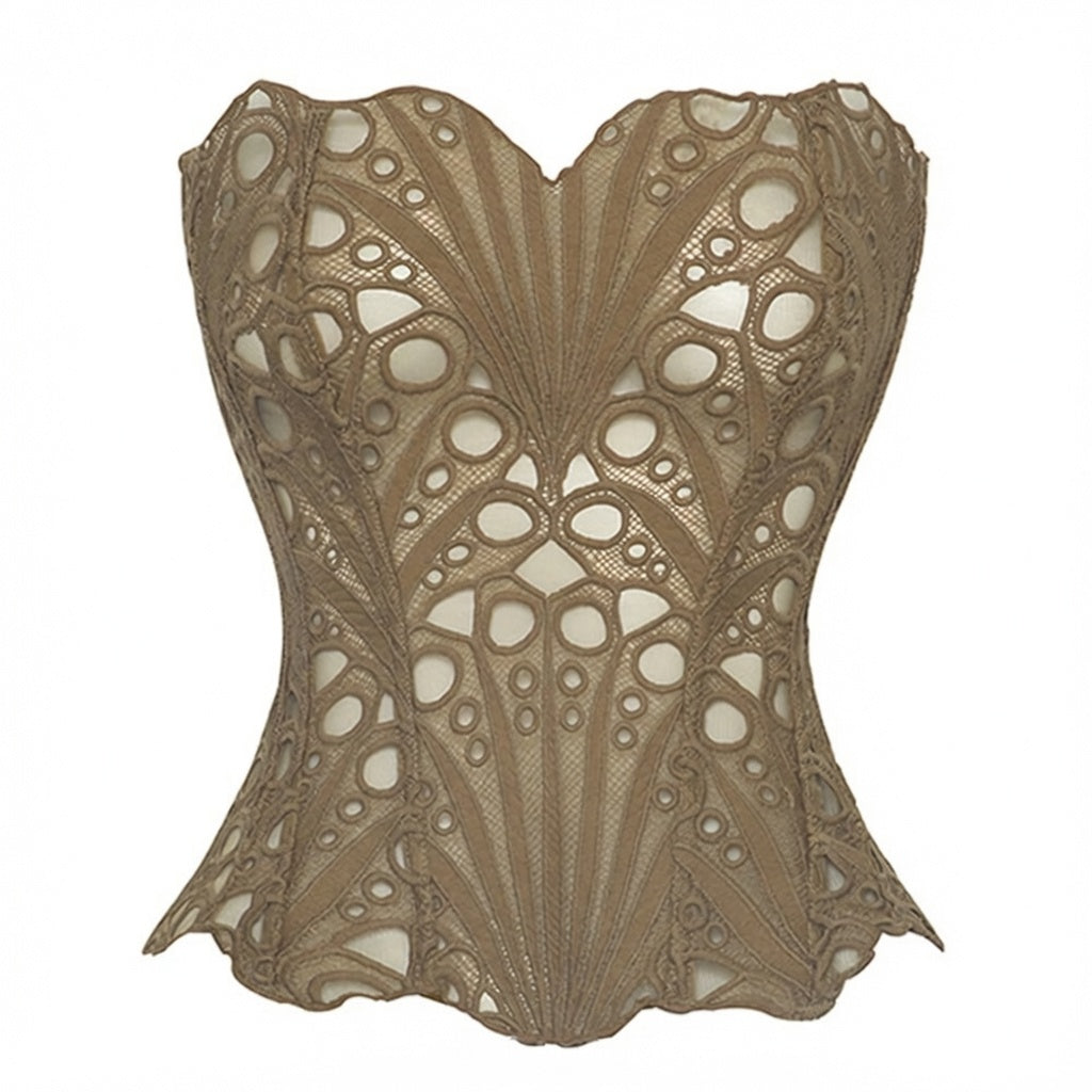 The Elara Floral Lace Corset Tube Top