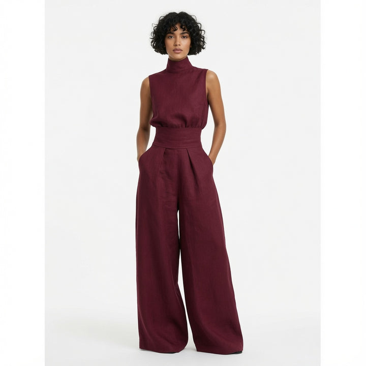 The Elara Mock Neck Wide Leg Two Piece Set