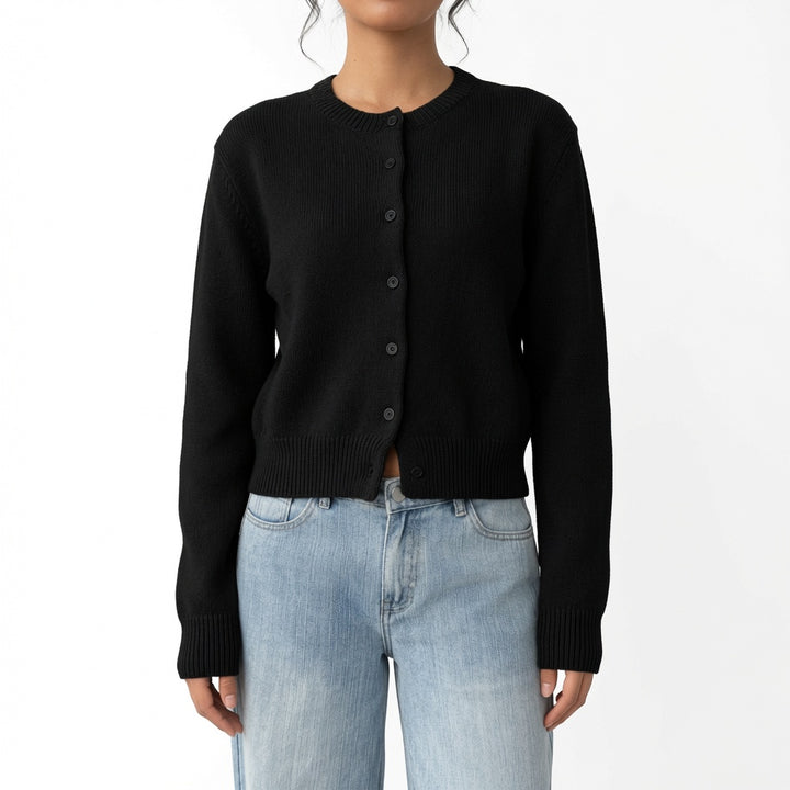 The Elara Lightweight Cropped Button Cardigan