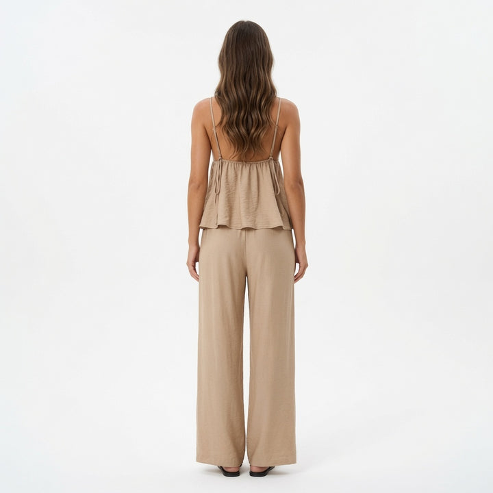The Elara Luxe Draped Cami Wide Leg Set