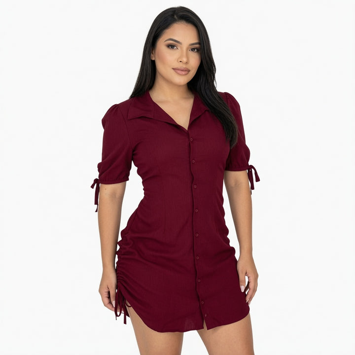 The Elara Luna Ruched Shirt Dress