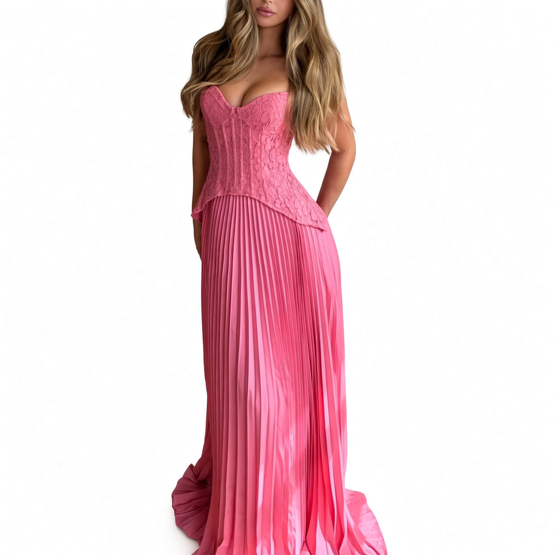 The Elara Maris Sculpted Pleat Maxi Dress