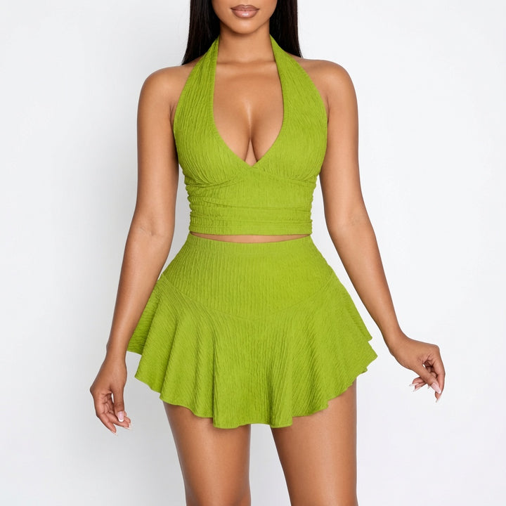 The Elara Soleil Backless Ruffle Two Piece Set