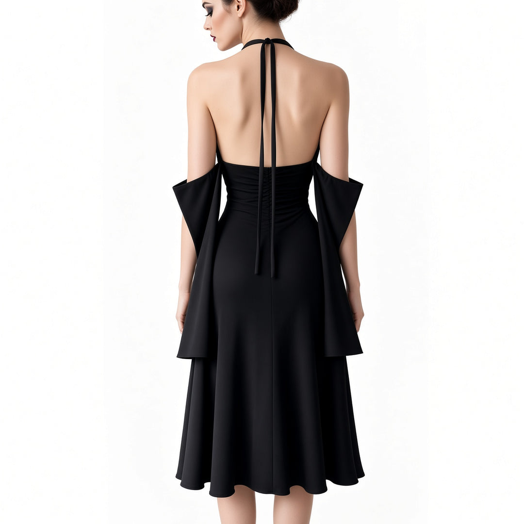 The Elara Detachable Sleeve Slit Maxi Dress