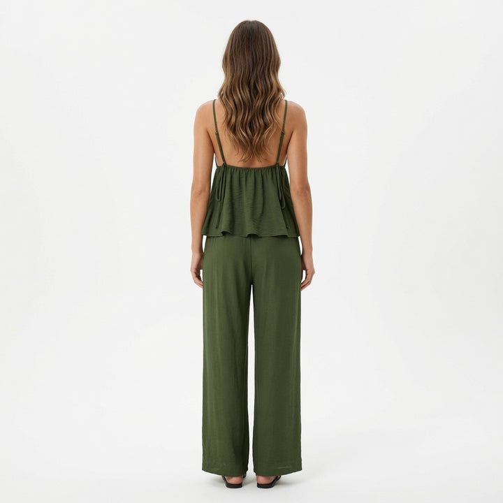 The Elara Luxe Draped Cami Wide Leg Set
