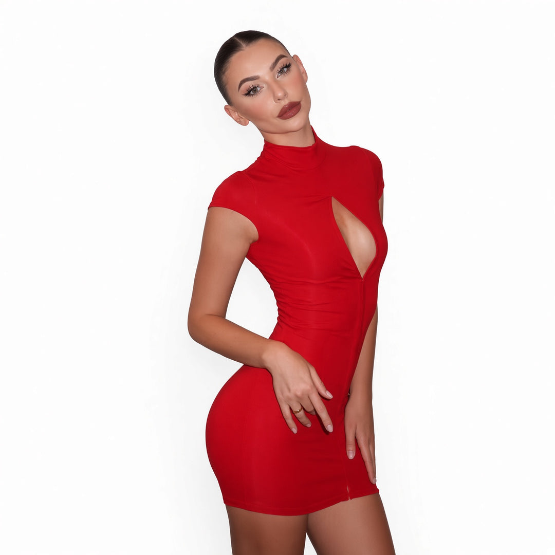 The Elara Hook-Front Keyhole Mini Dress