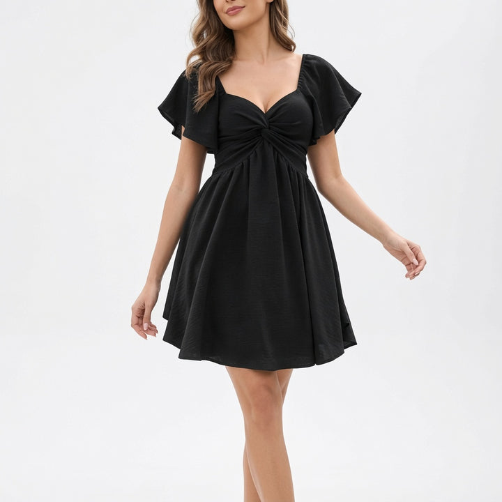 Sweetheart Knot Flutter Sleeve Mini Dress