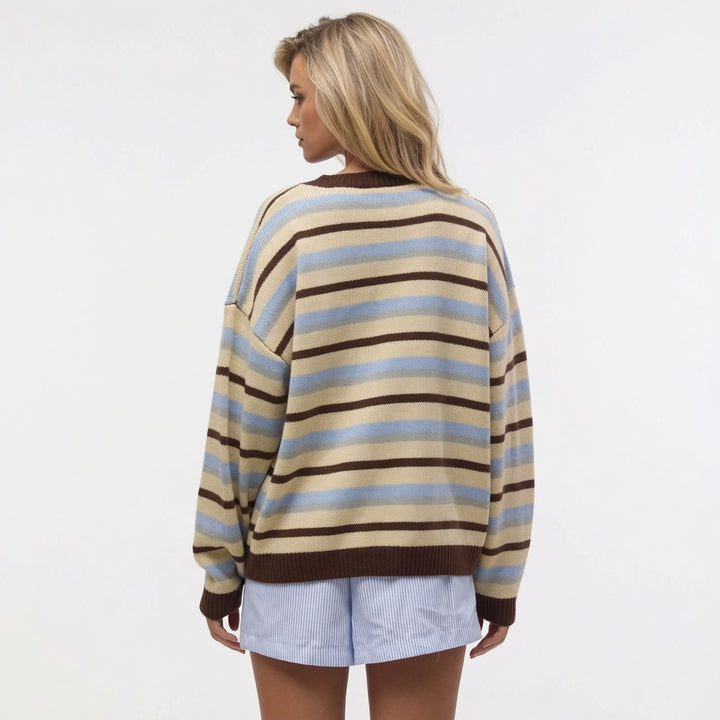 The Elara Contrast-Stripe Knit Cardigan