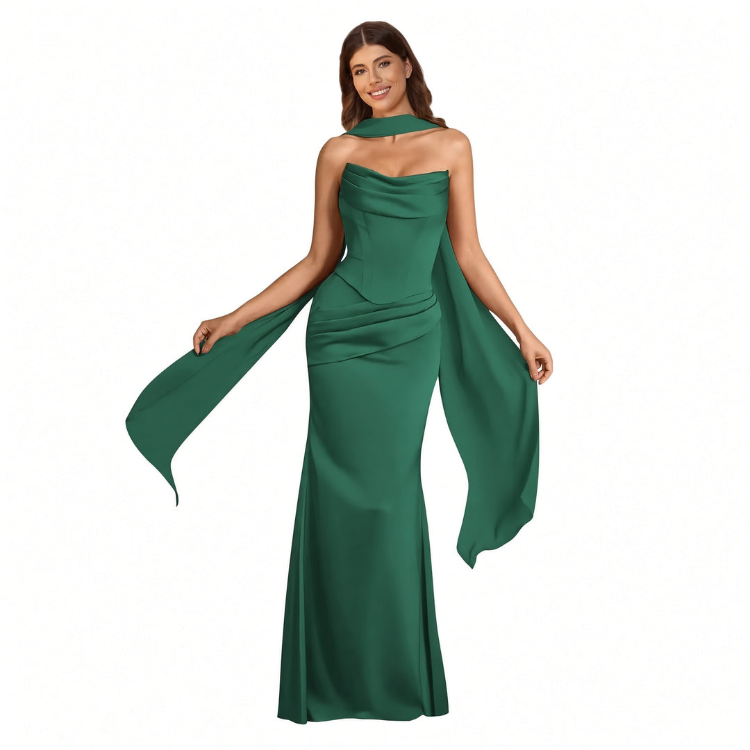 The Elara Made-to-Order Satin Scarf Mermaid Gown