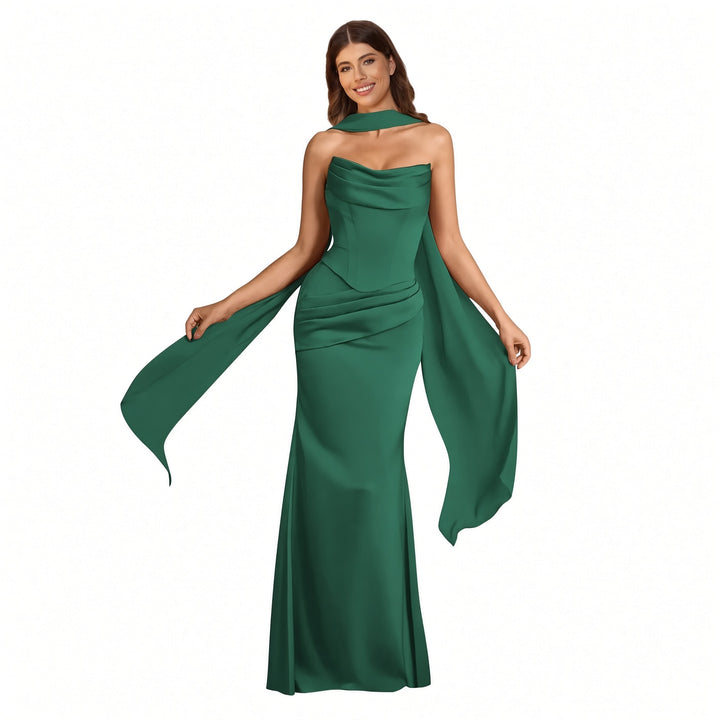 The Elara Made-to-Order Satin Scarf Mermaid Gown