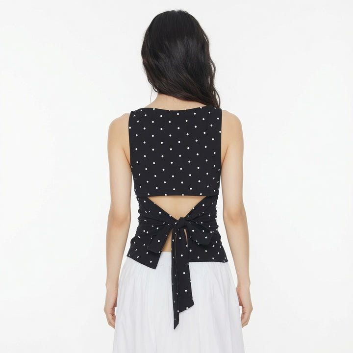 The Elara Polka Dot Tie Back Tank Top