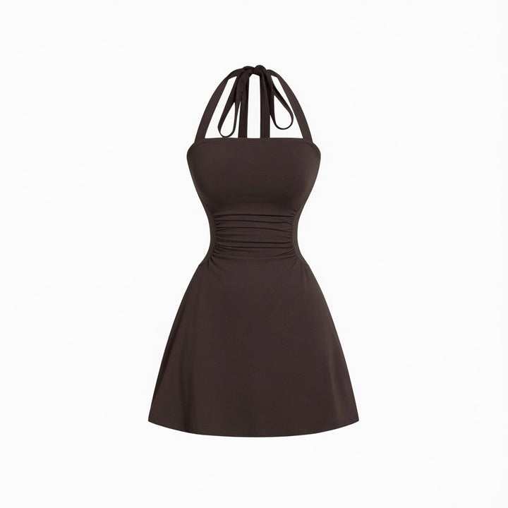 The Elara Sculpting Halter Mini Dress